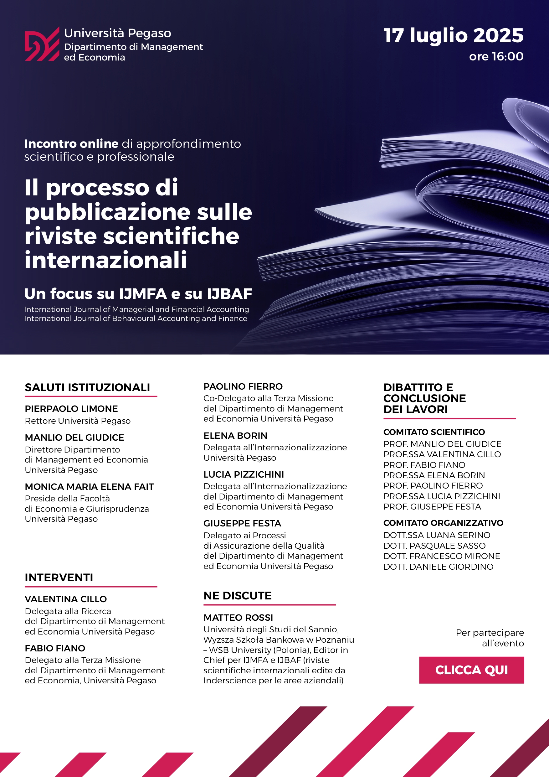 Il processo di pubblicazione sulle riviste scientifiche internazionali. Un focus su IJMFA e su IJBAF. – July 17, 2025