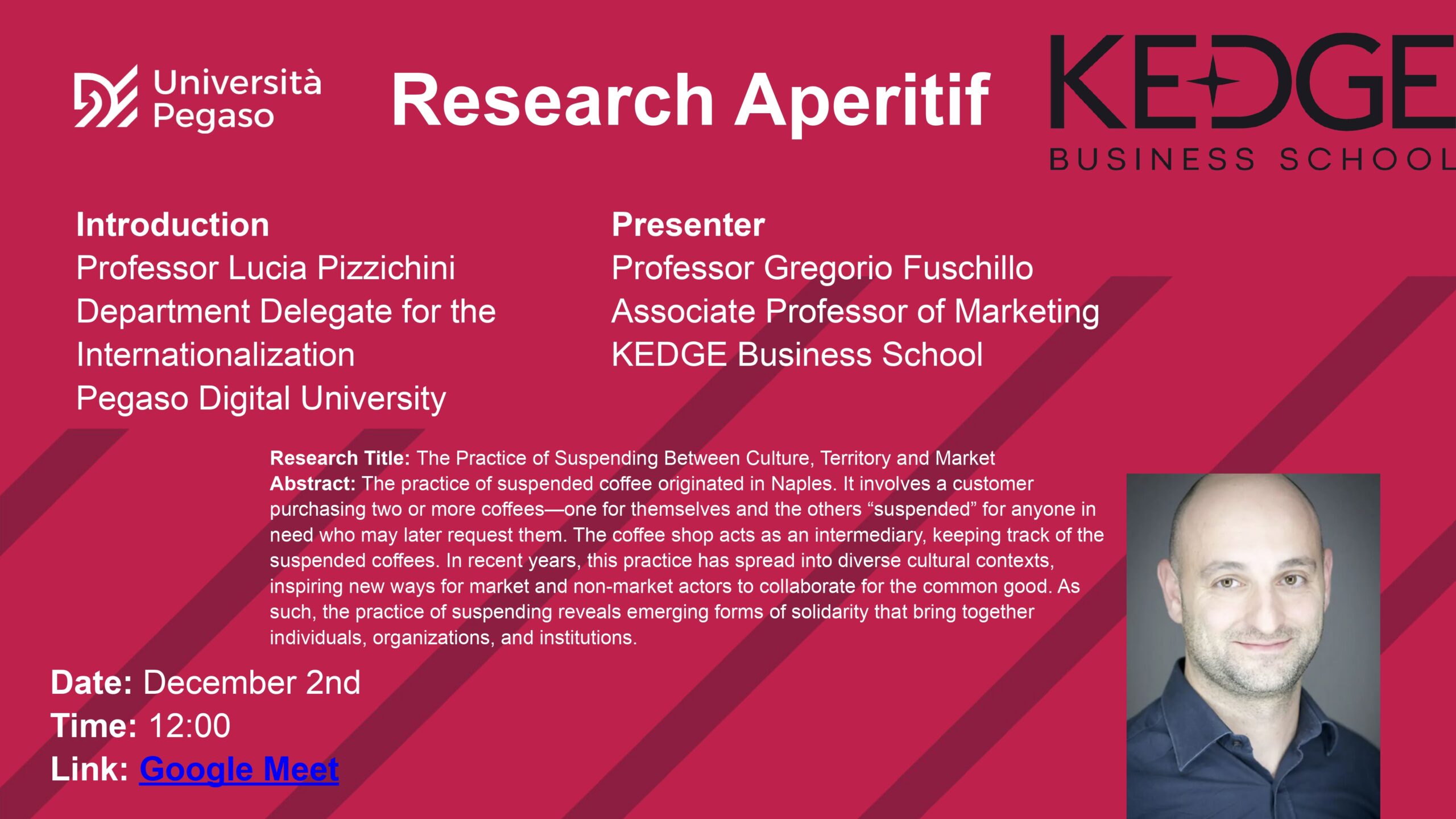 Research Aperitif with Professor Gregorio Fuschillo –  December 2, 2025